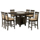 Uric Counter Height Dining Table w Wine Storage | 6 Chairs | Brown | Tan