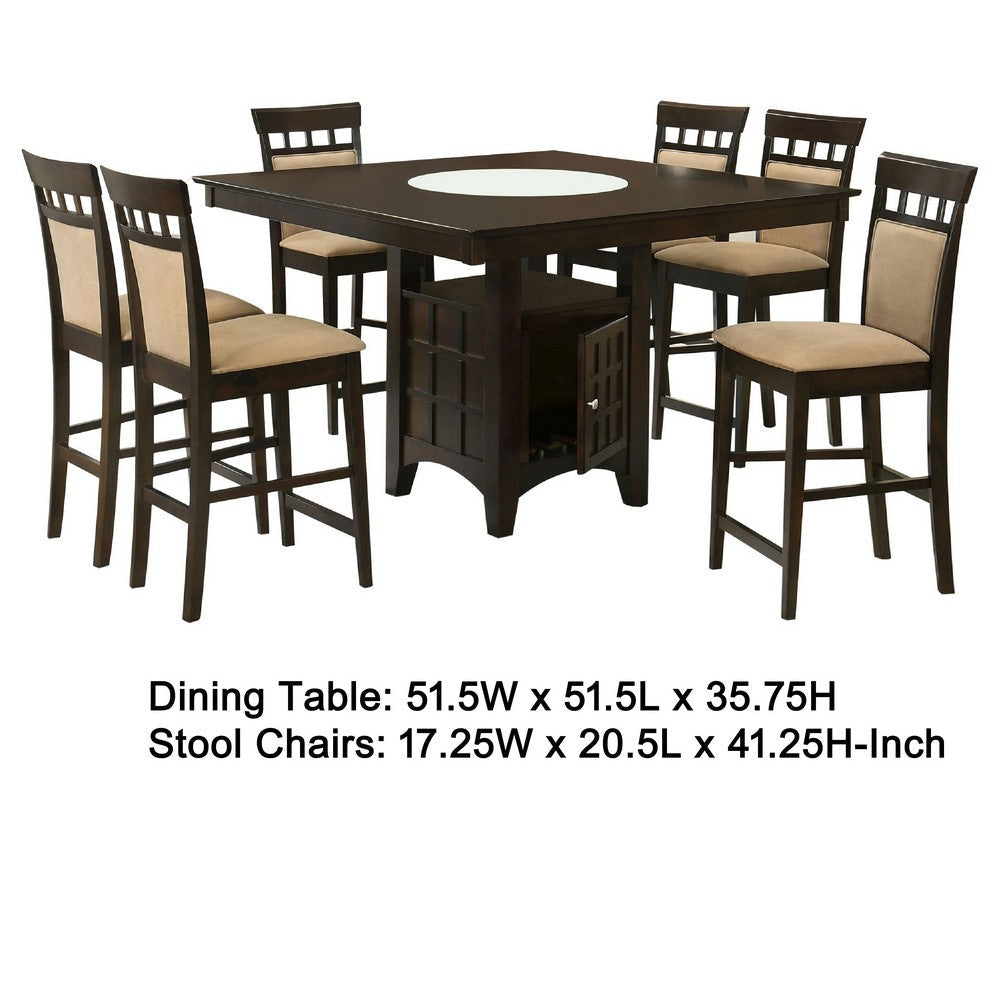 Uric Counter Height Dining Table w Wine Storage | 6 Chairs | Brown | Tan BM337920