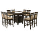 Uric Counter Height Dining Table w Wine Storage | 8 Chairs | Brown | Tan