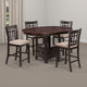 Lessa 5pc Counter Height Dining Set w 4 Chairs | Brown Expandable Leaf Top