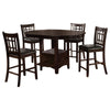 Lessa 5pc Counter Height Dining Table Set w 4 Chairs | Expandable Leaf | Brown BM337923
