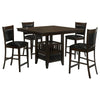 Edan 5pc Counter Height Dining Set | Brown Table | Black Padded Chairs