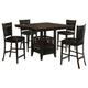 Edan 5pc Counter Height Dining Set | Brown Table | Black Padded Chairs