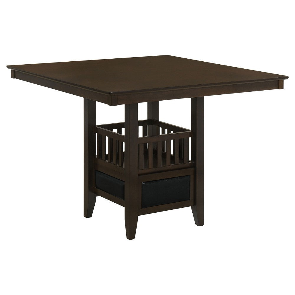 Edan 5pc Counter Height Dining Set | Brown Table | Black Padded Chairs BM337924