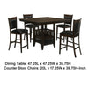 Edan 5pc Counter Height Dining Set | Brown Table | Black Padded Chairs BM337924