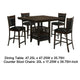 Edan 5pc Counter Height Dining Set | Brown Table | Black Padded Chairs BM337924