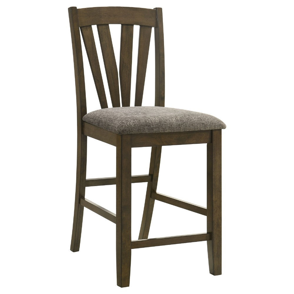 Kana 5pc Counter Height Table Set | Brown Wood | 4 Gray Fabric Chairs BM337925