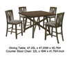 Kana 5pc Counter Height Table Set | Brown Wood | 4 Gray Fabric Chairs BM337925