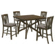 Kana 5pc Counter Height Table Set | Brown Wood | 4 Gray Fabric Chairs