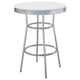 Loy 3pc Retro Bar Table Set | Round White Top | 2 Stools | Chrome Legs