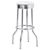 Loy 3pc Retro Bar Table Set | Round White Top | 2 Stools | Chrome Legs