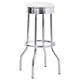 Loy 3pc Retro Bar Table Set | Round White Top | 2 Stools | Chrome Legs