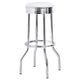 Loy 3pc Retro Bar Table Set | Round White Top | 2 Stools | Chrome Legs