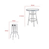 Loy 3pc Retro Bar Table Set | Round White Top | 2 Stools | Chrome Legs