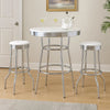 Loy 3pc Retro Bar Table Set | Round White Top | 2 Stools | Chrome Legs