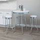 Loy 3pc Retro Bar Table Set | Round White Top | 2 Stools | Chrome Legs