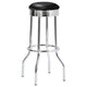 Loy 3pc Retro Bar Table Set | Round Black Top | 2 Stools | Chrome Legs BM337928