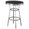 Loy 3pc Retro Bar Table Set | Round Black Top | 2 Stools | Chrome Legs BM337928