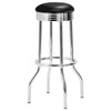 Loy 3pc Retro Bar Table Set | Round Black Top | 2 Stools | Chrome Legs BM337928