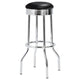 Loy 3pc Retro Bar Table Set | Round Black Top | 2 Stools | Chrome Legs BM337928