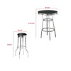 Loy 3pc Retro Bar Table Set | Round Black Top | 2 Stools | Chrome Legs BM337928