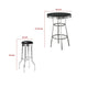 Loy 3pc Retro Bar Table Set | Round Black Top | 2 Stools | Chrome Legs BM337928