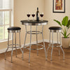 Loy 3pc Retro Bar Table Set | Round Black Top | 2 Stools | Chrome Legs
