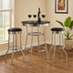 Loy 3pc Retro Bar Table Set | Round Black Top | 2 Stools | Chrome Legs