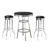 Loy 3pc Retro Bar Table Set | Round Black Top | 2 Stools | Chrome Legs BM337928