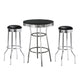 Loy 3pc Retro Bar Table Set | Round Black Top | 2 Stools | Chrome Legs BM337928