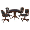 Tuna 5pc 3 in 1 Gaming Table Set | Dark Brown Wood | 4 Swivel Chairs BM337930