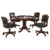Tuna 5pc 3 in 1 Gaming Table Set | Dark Brown Wood | 4 Swivel Chairs BM337930