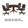 Tuna 5pc 3 in 1 Gaming Table Set | Dark Brown Wood | 4 Swivel Chairs BM337930
