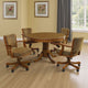 Tuna 5pc 3 in 1 Gaming Table Set | Warm Brown Wood | 4 Swivel Chairs