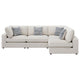 Serena 4pc Modular Sectional Sofa | 4 Accent Pillows | Beige Jacquard