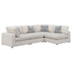 Serena 4pc Modular Sectional Sofa | 4 Accent Pillows | Beige Jacquard