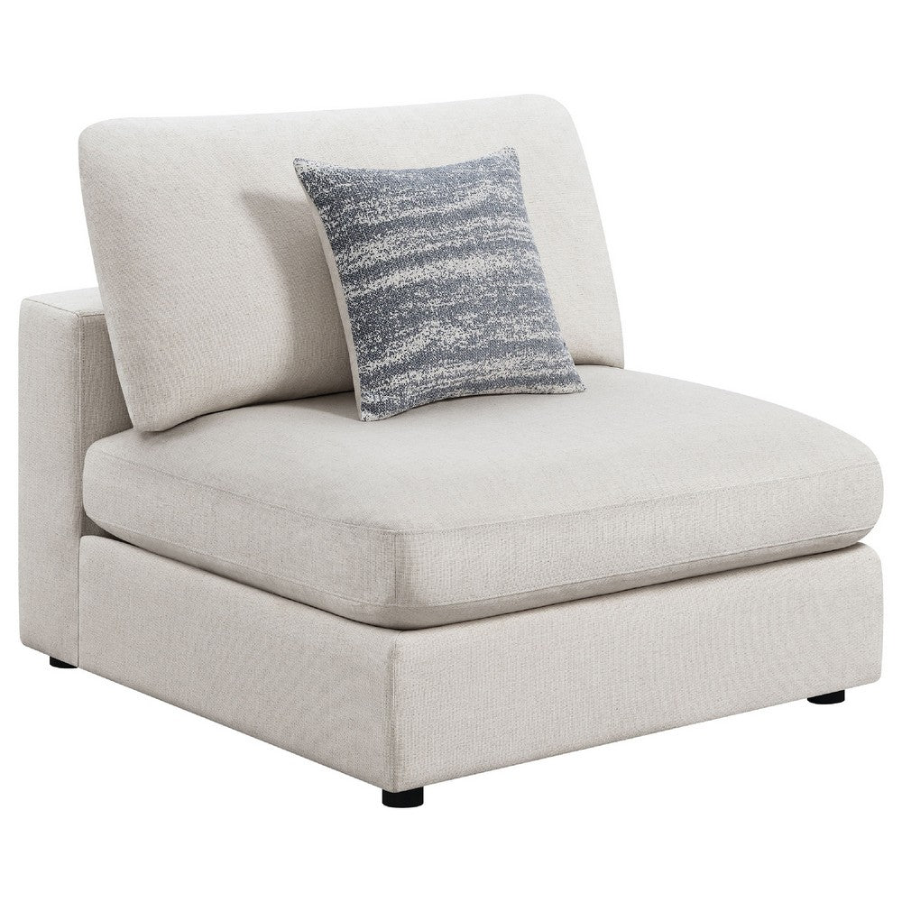 Serena 4pc Modular Sectional Sofa | Ottoman | 3 Pillows | Beige Jacquard