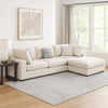 Serena 4pc Modular Sectional Sofa | Ottoman | 3 Pillows | Beige Jacquard