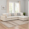 Serena 4pc Modular Sectional Sofa | Ottoman | 3 Pillows | Beige Jacquard