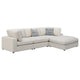 Serena 4pc Modular Sectional Sofa | Ottoman | 3 Pillows | Beige Jacquard