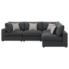 Serena 4pc Modular Sectional Sofa | 4 Accent Pillows | Gray Jacquard BM337935