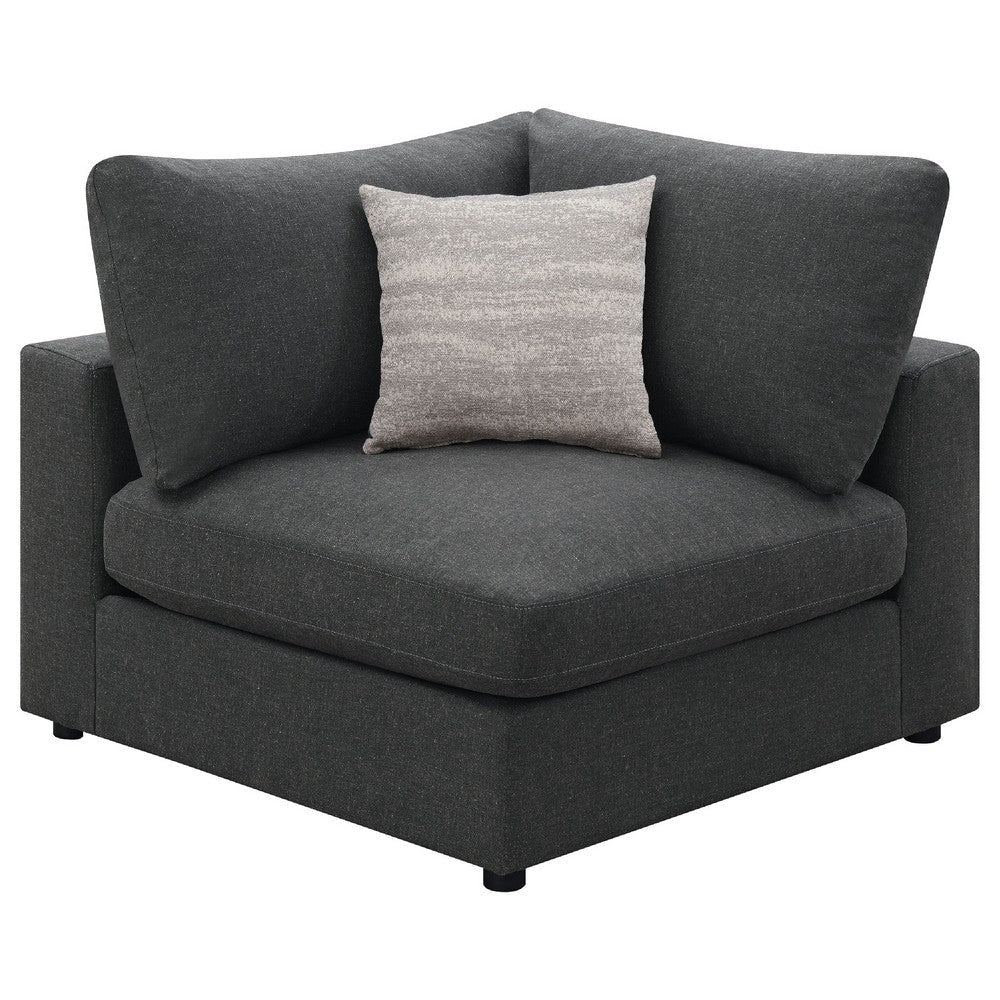 Serena 4pc Modular Sectional Sofa | 4 Accent Pillows | Gray Jacquard BM337935