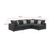 Serena 4pc Modular Sectional Sofa | 4 Accent Pillows | Gray Jacquard BM337935