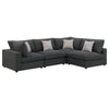Serena 4pc Modular Sectional Sofa | 4 Accent Pillows | Gray Jacquard