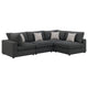 Serena 4pc Modular Sectional Sofa | 4 Accent Pillows | Gray Jacquard