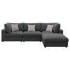 Serena 4pc Modular Sectional Sofa | Ottoman | 3 Pillows | Gray Jacquard BM337936