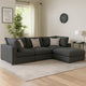 Serena 4pc Modular Sectional Sofa | Ottoman | 3 Pillows | Gray Jacquard