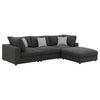 Serena 4pc Modular Sectional Sofa | Ottoman | 3 Pillows | Gray Jacquard BM337936
