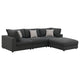 Serena 4pc Modular Sectional Sofa | Ottoman | 3 Pillows | Gray Jacquard BM337936