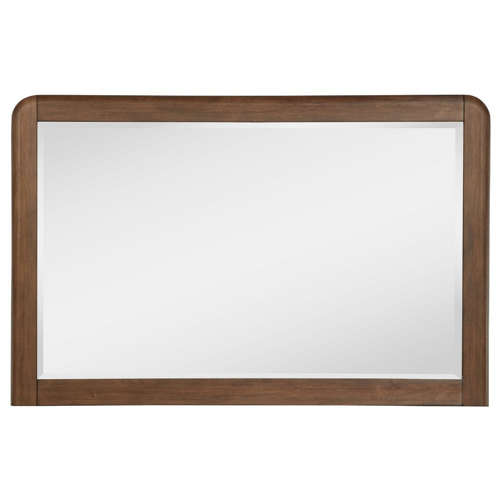 Rie Dresser Mirror | Walnut Brown Wood | Rounded Open Corners | 32’’ BM337937
